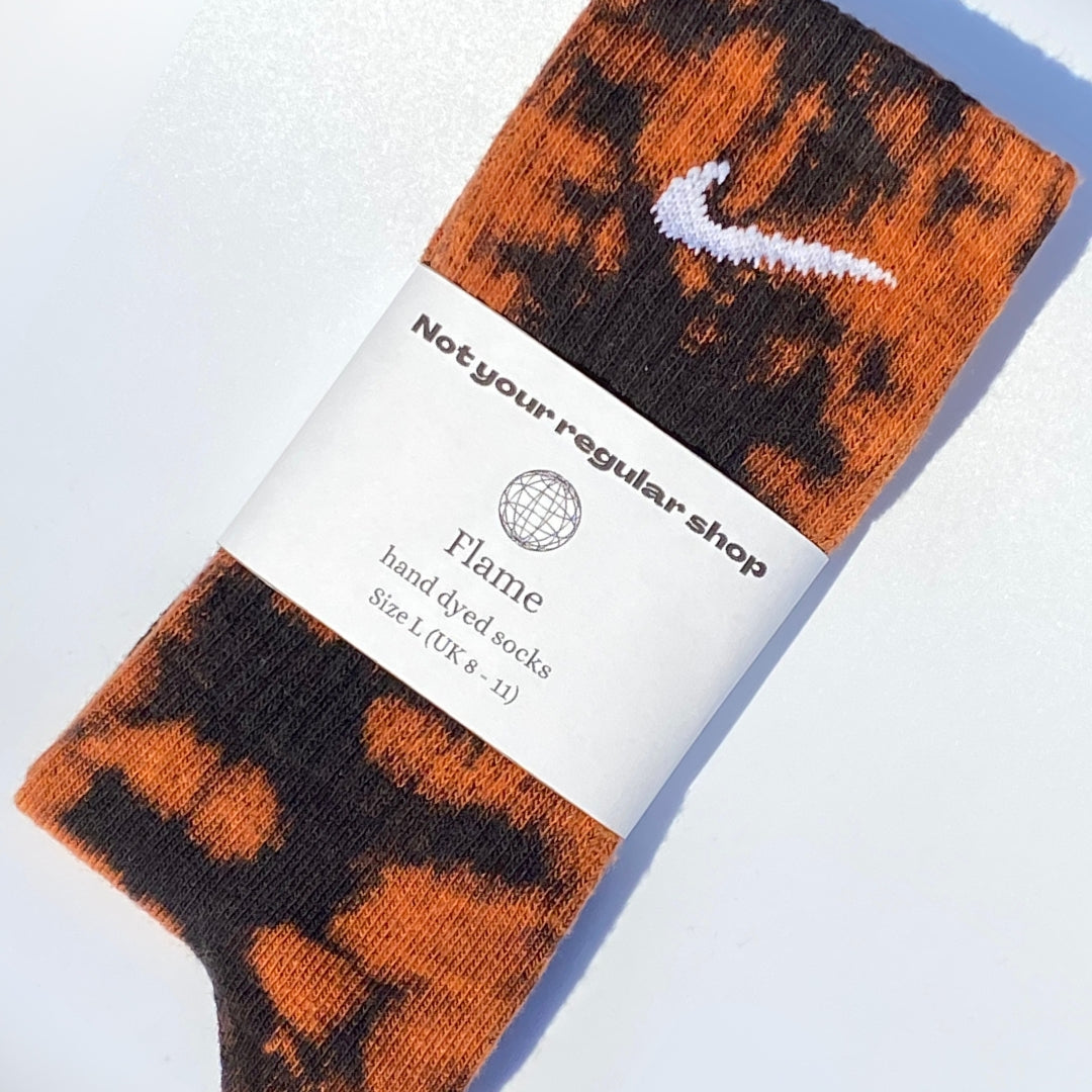 Custom Hand Dyed Crew Socks - Flame