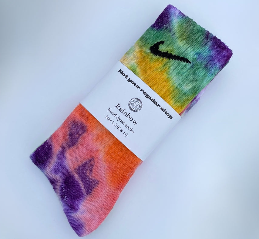 Custom Tie-Dye Crew Socks - Rainbow