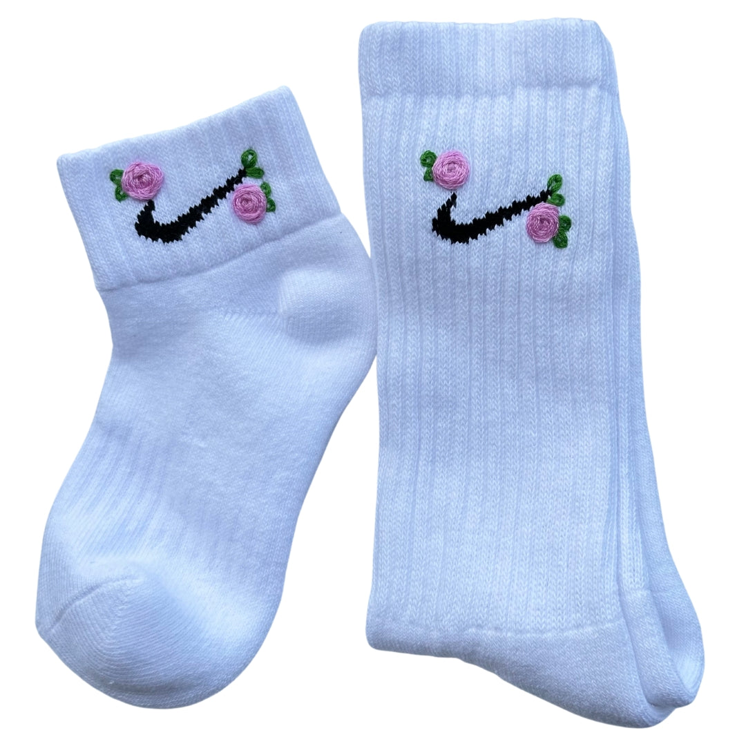 Custom Embroidered Socks - Rose