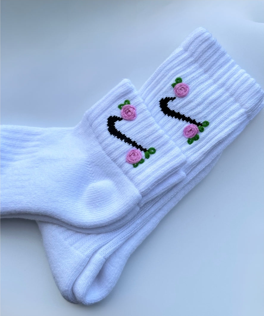 Custom Embroidered Socks - Rose