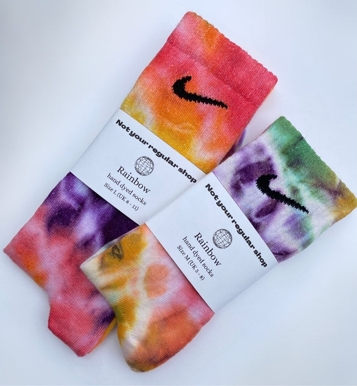 Custom Tie-Dye Crew Socks - Rainbow