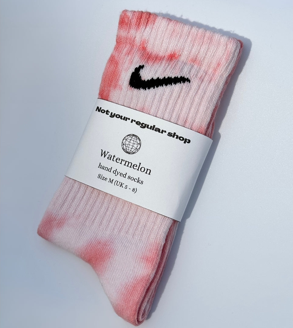 Custom Tie Dye Crew Socks - Watermelon