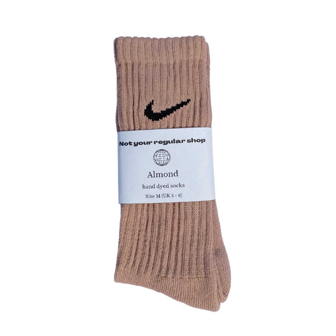 Custom Hand Dyed Crew Socks - Almond