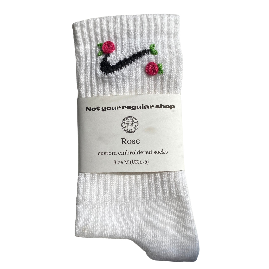 Custom Embroidered Socks - Rose