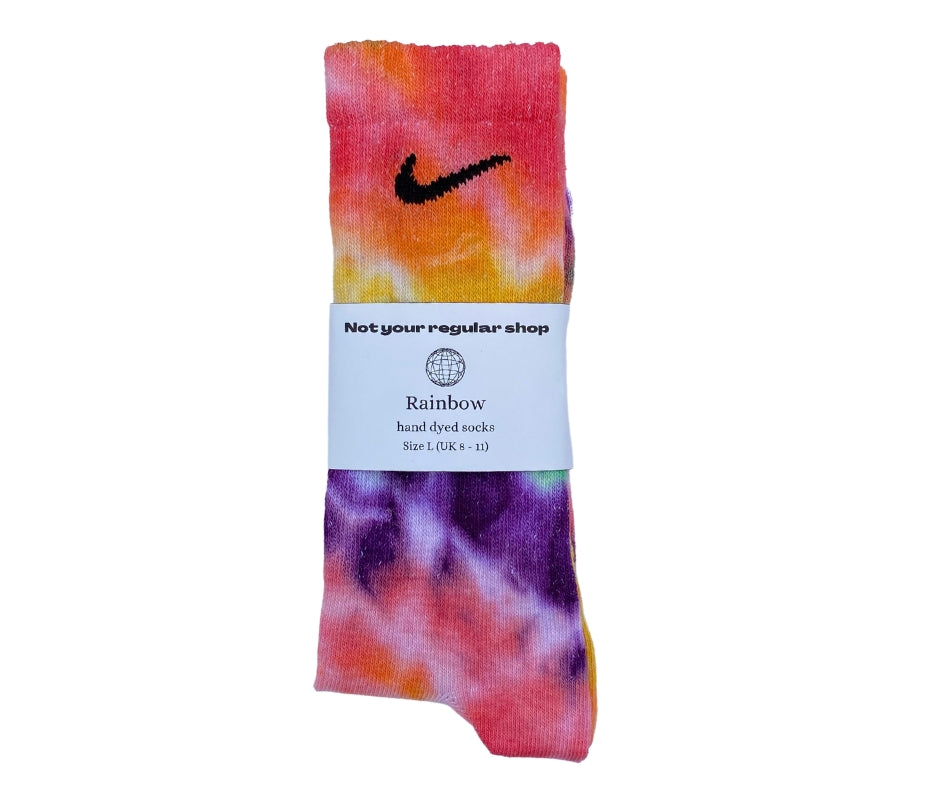 Custom Tie-Dye Crew Socks - Rainbow