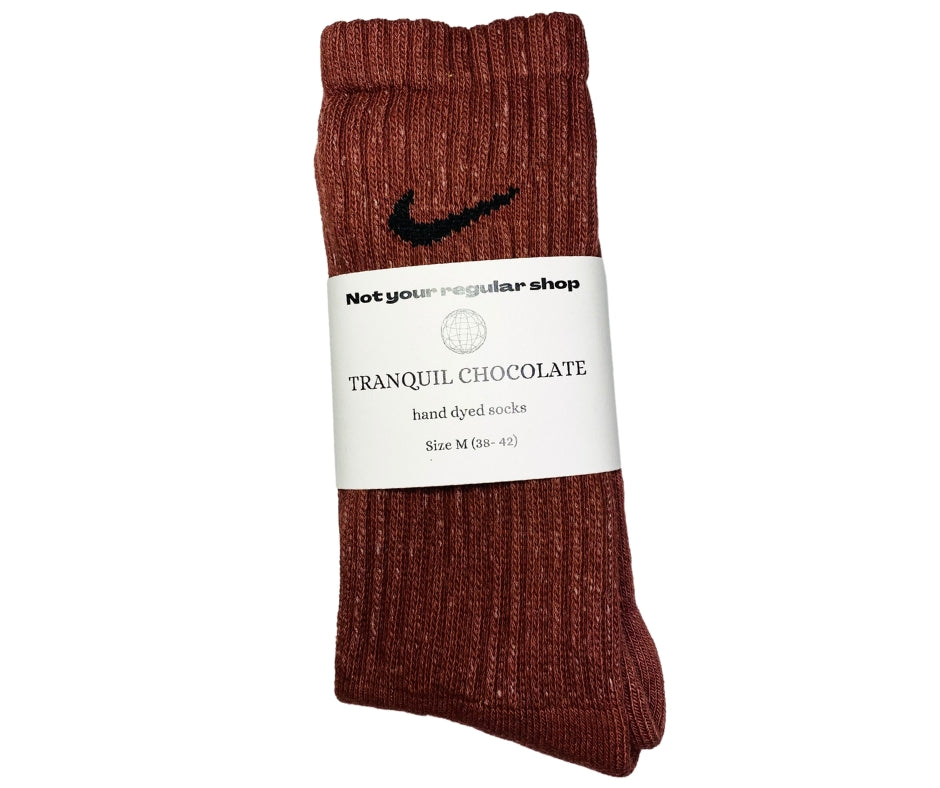 Custom Hand Dyed Crew Socks - Tranquil Chocolate