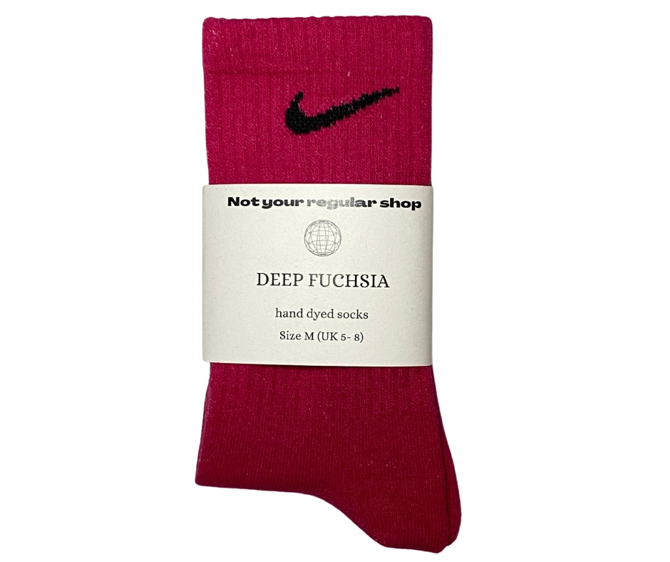 Custom Hand Dyed Crew Socks - Deep Fuchsia