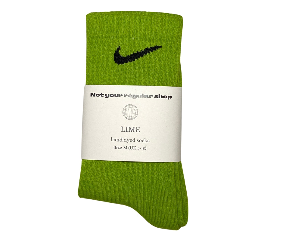 Custom Hand Dyed Crew Socks - Lime