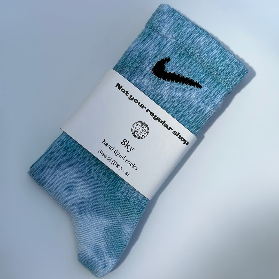 Custom Tie Dye Crew Socks - Sky