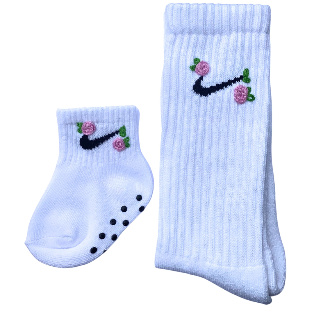 Custom Embroidered Socks - Rose